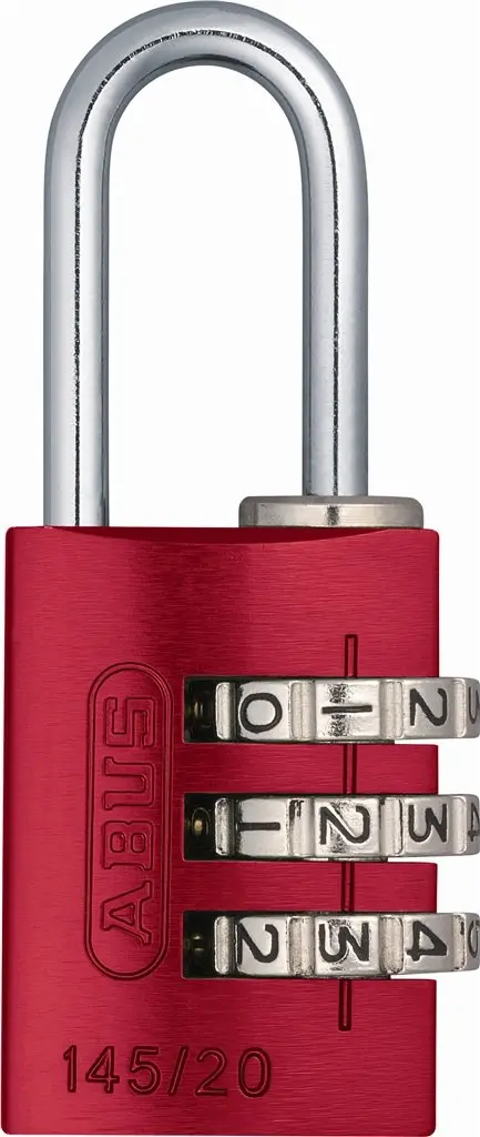 ABUS 145/20 C Combination Padlock – 20mm Shackle, 3-Dial Resettable, Red Housing
