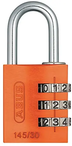 ABUS 145/30 C Resettable Aluminum Combination Padlock – 3-Dial Orange Security Lock