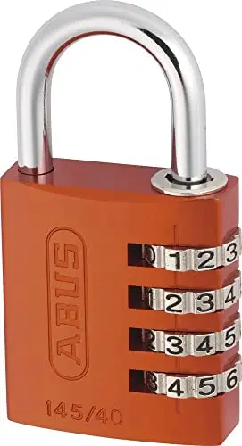 ABUS 145/40 C Resettable Aluminum Combination Padlock – 4-Dial, Orange Finish