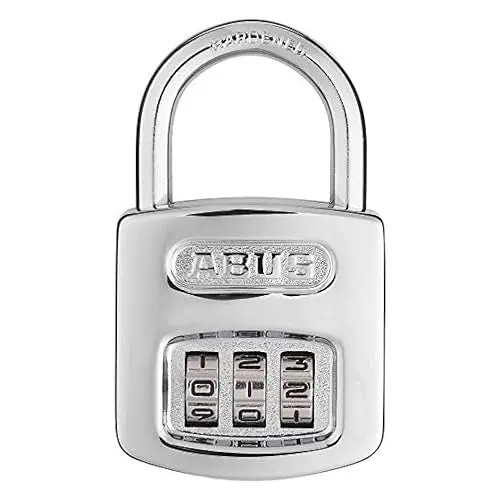 ABUS 160/40 C All-Weather Chrome Combination Padlock – 3-Dial, Heavy-Duty Design