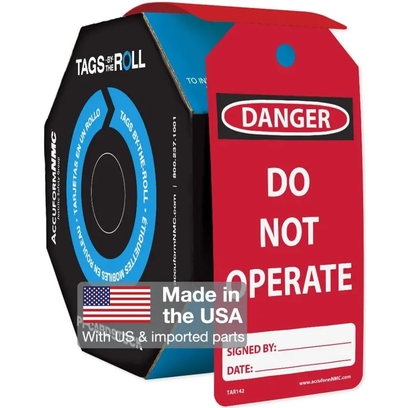 Accuform Do Not Operate Danger Safety Tags – Roll of 250, OSHA-Compliant PF-Cardstock