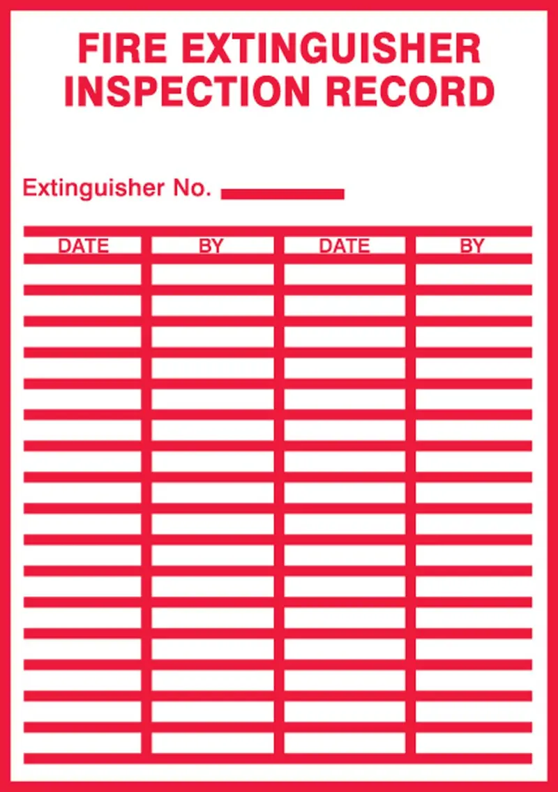 Accuform Fire Extinguisher Inspection Record Label – Adhesive Dura-Vinyl