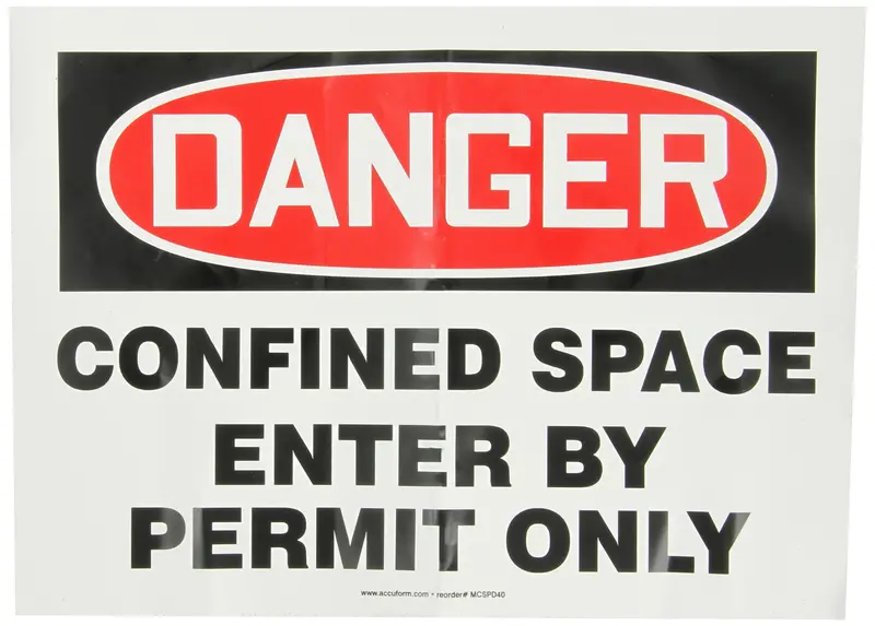 Accuform MCSP134VS Adhesive Vinyl Confined Space Warning Sign – 10″ x 14″