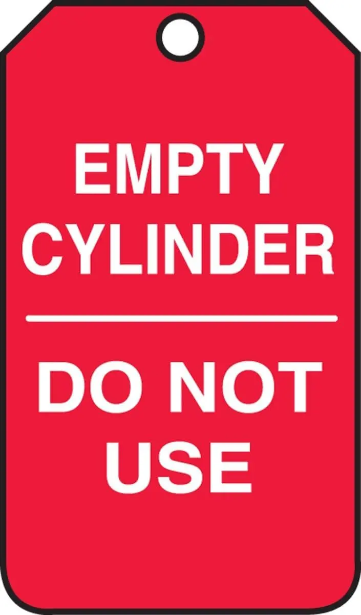 Accuform MGT202CTP Empty Cylinder Safety Tag – PF-Cardstock, 5.75″ x 3.25″, High-Visibility Warning (25-Pack)