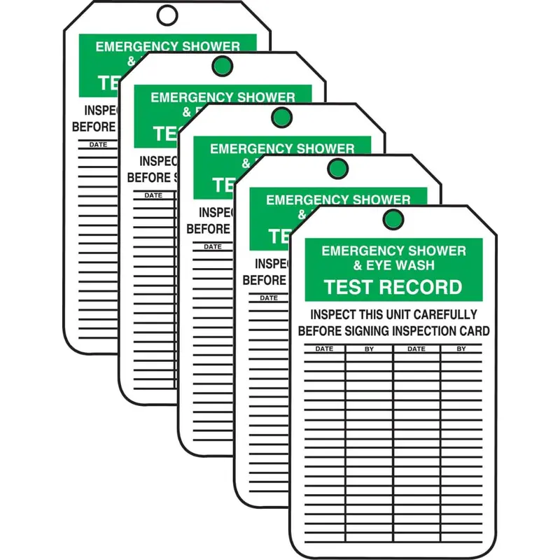 Accuform MGT207CTM Emergency Shower & Eye Wash Tag – PF-Cardstock, 5.75″ x 3.25″, OSHA-Ready (5-Pack)