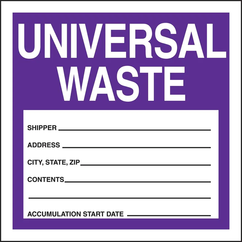 Accuform MHZW16EVC Universal Waste Hazardous Label – 6″ x 6″ Vinyl, 2.6 Mil, 100-Pack Adhesive Labels