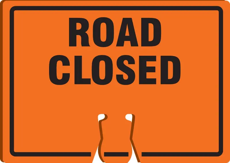 Accuform Road Closed Traffic Cone Top – 10″ x 14″ Durable Plastic Sign Insert