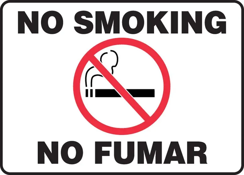 Accuform SBMSMK427MVS Bilingual Vinyl Safety Sign — “No Smoking / No Fumar” with Graphic, 7″ x 10″
