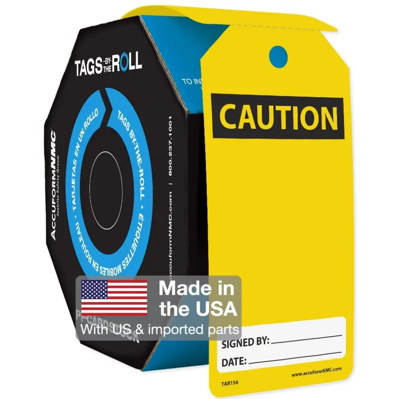 Accuform TAR156 Caution Safety Tags by the Roll – Blank Space for Custom Warnings, OSHA-Compliant PF-Cardstock, 250 Tags