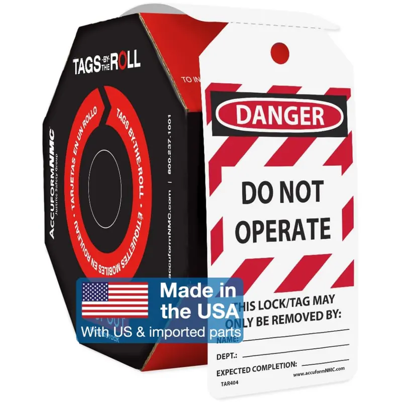 Accuform TAR404 OSHA-Compliant Danger Lockout Tags – 100-Pack, Waterproof PF-Cardstock, Tear-Resistant, 6.25″ × 3″