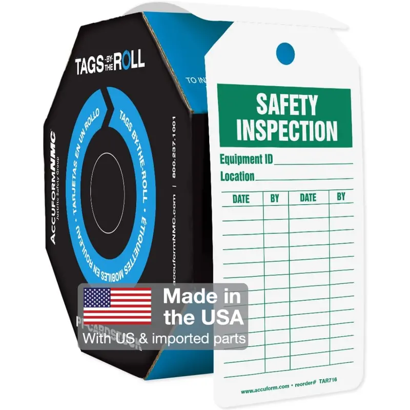 Accuform TAR716 OSHA-Safe Inspection Tags – Waterproof PF-Cardstock Roll (100 Tags), 6.25″ x 3″ Size