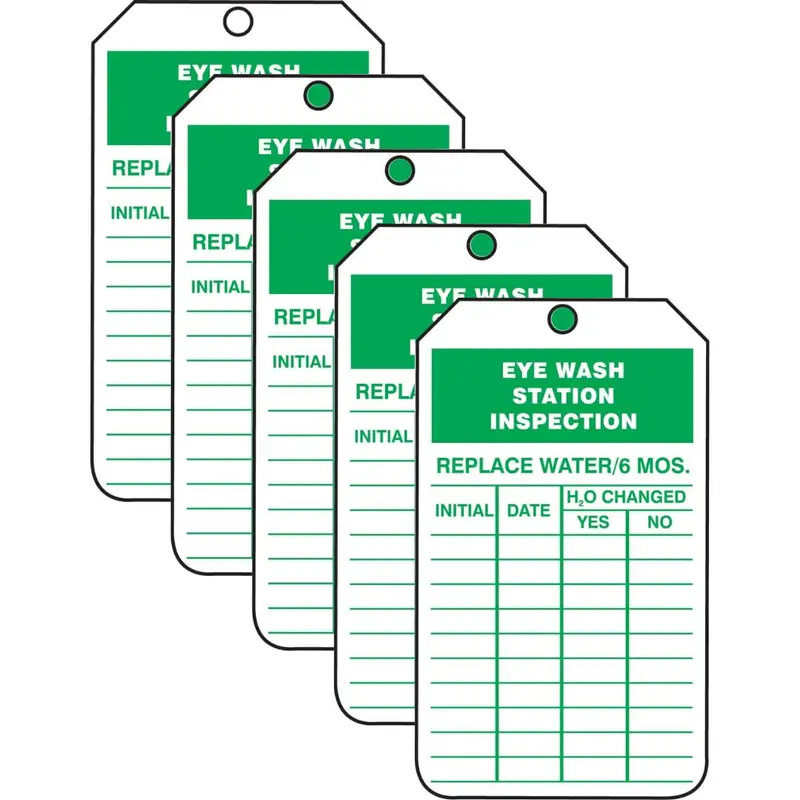 Accuform TRS245PTM RP-Plastic Inspection Tag: “Eye WASH Station” – 5.75″ x 3.25″ x 0.015″, 5-Pack