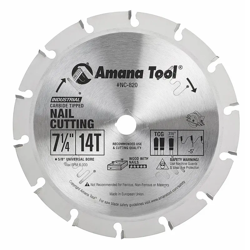 Amana NC-820 7-1/4-Inch Carbide-Tipped Nail-Cutting & Demolition Blade