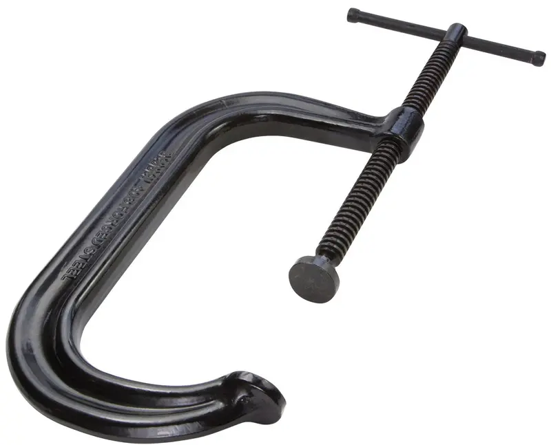 BESSEY CDF412 12-Inch Forged C-Clamp with Black Oxide Finish – Heavy-Duty Spindle Design for Woodworking