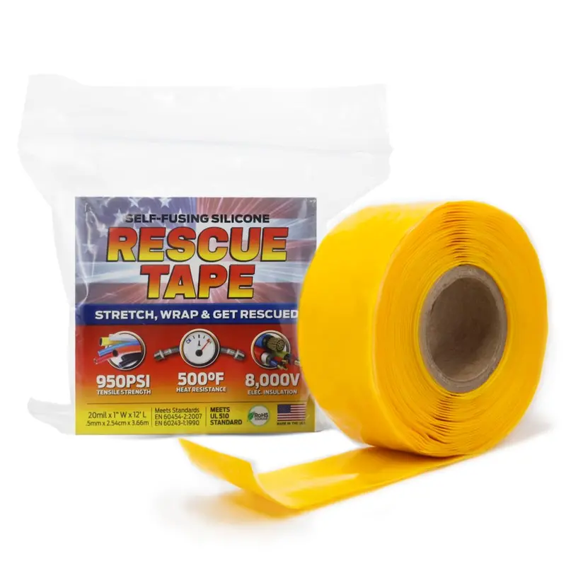 Bond It Rescue Tape – Self-Fusing Silicone Repair Wrap (Yellow, 1″ x 12′) – Waterproof Emergency Fix for Pipes, Hoses & Wiring – 950 PSI Tensile Strength – Made in USA