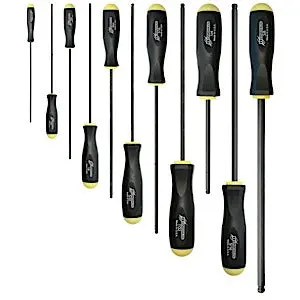 Bondhus 10737 11-Piece Long-Arm Ball-End Screwdriver Set — ProGuard Finish, Sizes 5/64″ to 3/8″