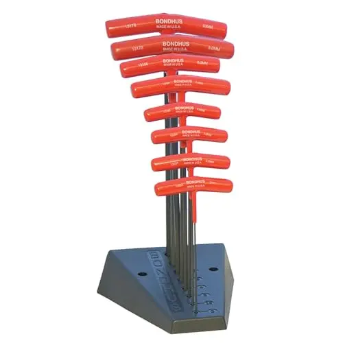 Bondhus 13189 8-Piece Balldriver & Hex T-Handle Set (2–10mm) with Storage Stand