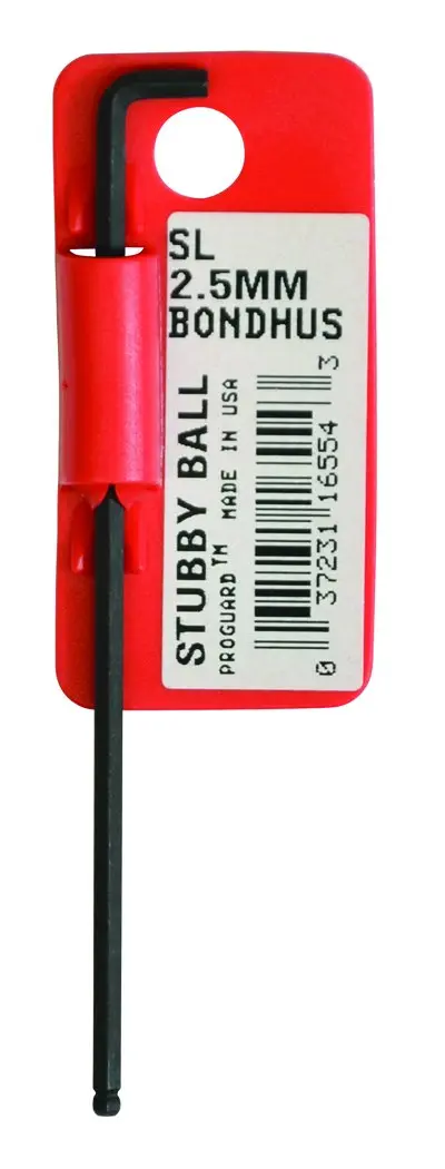 Bondhus 16554 ProGuard Ball-End Hex Key – 2.5mm Long-Arm Stubby L-Wrench with Barcode Tag