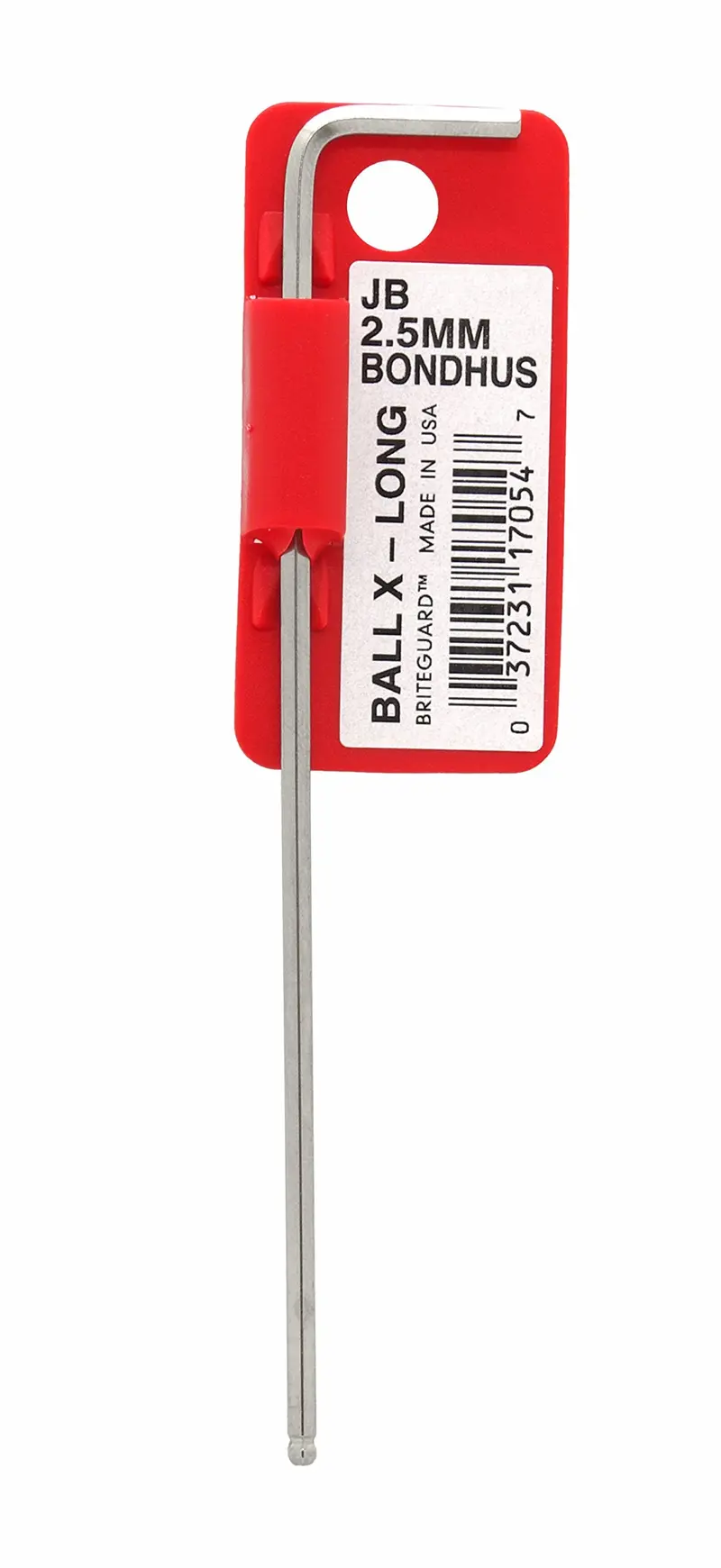 Bondhus 17054 2.5mm Ball-End Hex L-Wrench — 112mm Classic, BriteGuard Finish, Barcoded & Tagged