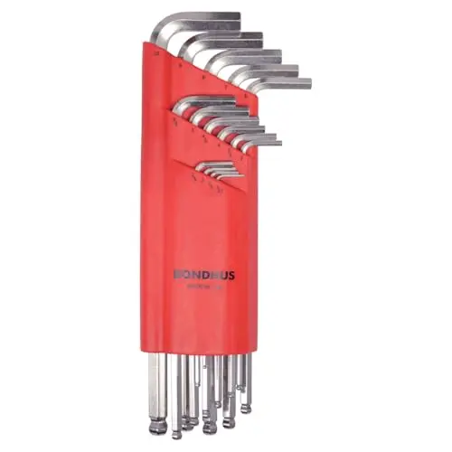 Bondhus 24512 Balldriver L-Wrench Set – 15-Piece, BriteGuard Coating, Metric Sizes 1.27–10 mm