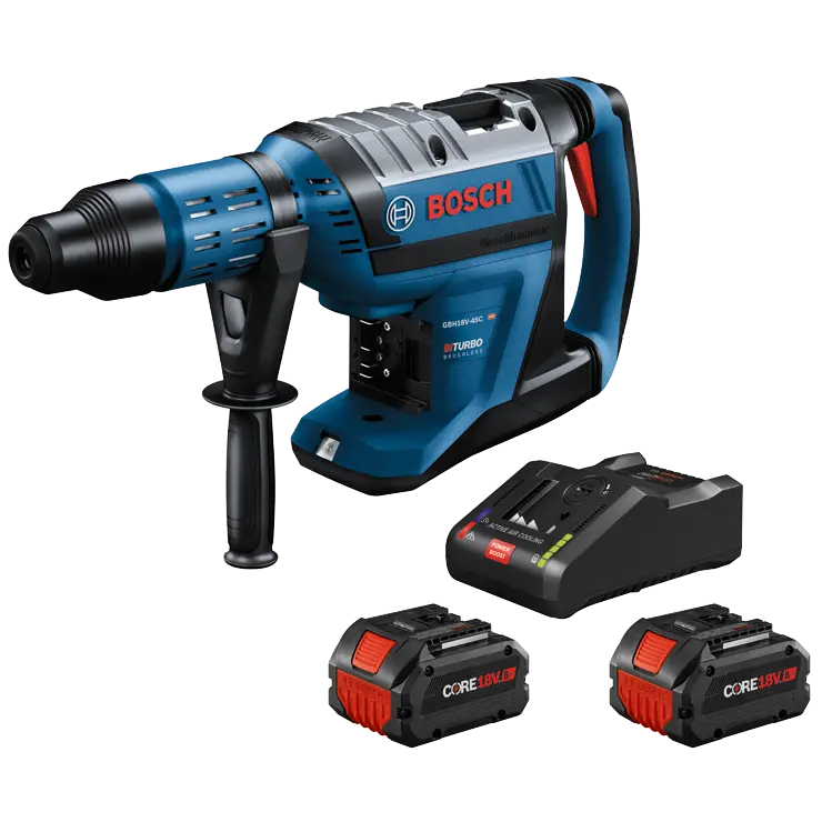 Bosch GBH-18V-45CK24 PROFACTOR SDS-Max Rotary Hammer Kit – 1-7/8″ Capacity, Includes Two 8Ah CORE18V Batteries