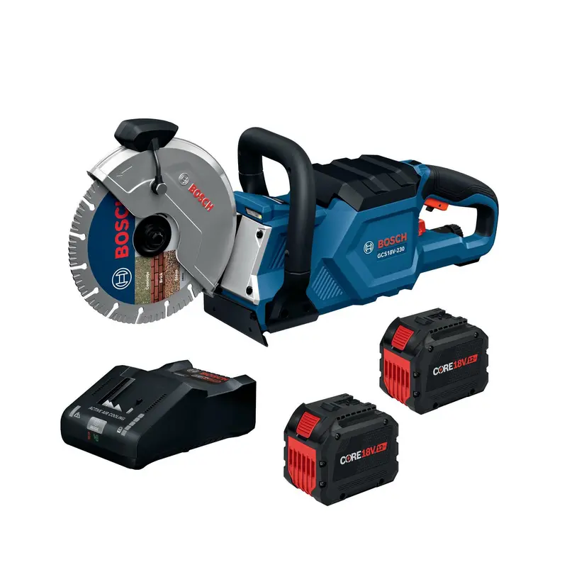 BOSCH GCS18V-230N212 Cordless Cutoff Saw – 9″ Brushless Concrete & Metal Cutter, Dual-Battery Kit