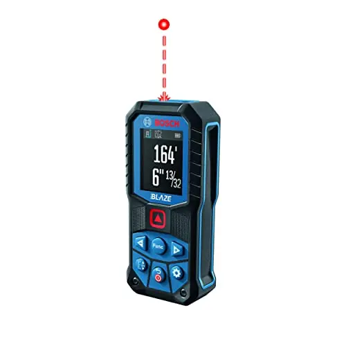 BOSCH GLM165-22 Blaze Laser Distance Measure – Up to 165 Ft Range, Includes Batteries, Belt Clip & Pouch