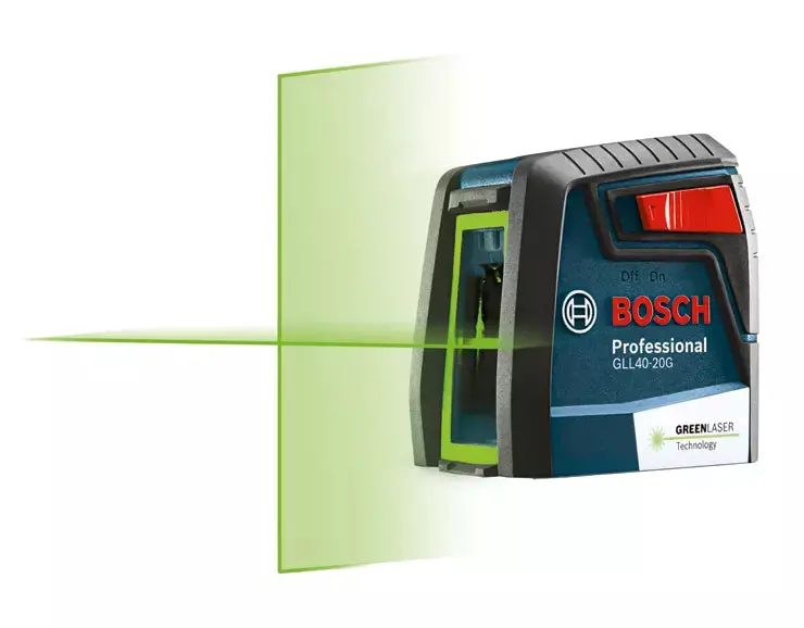 BOSCH Green-Beam Self-Leveling Cross-Line Laser – Enhanced Visibility Laser Level for Construction