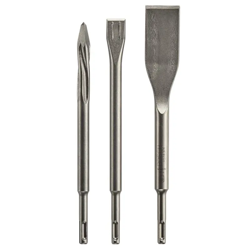 BOSCH HS143PK SDS-plus Chisel Set – 3-Piece Bulldog Self-Sharpening Masonry Chisels for Rotary Hammers