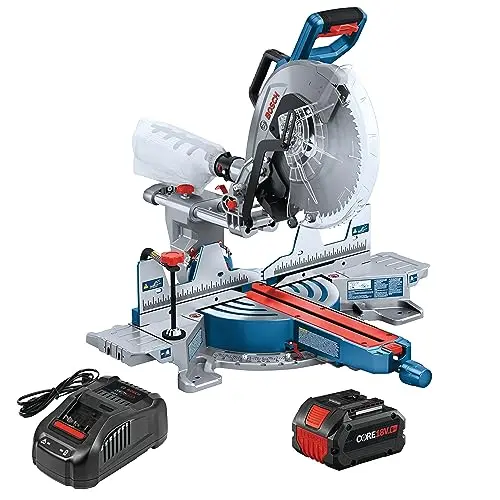 Bosch PROFACTOR 18V 12 in Dual-Bevel Slide Miter Saw Kit – Includes CORE18V 8.0Ah Battery & Charger
