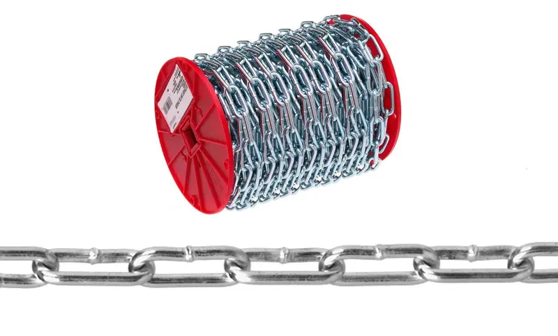 Campbell 0724527 Zinc-Plated Low-Carbon Steel Coil Chain – 3/0 Trade Size, 100 ft Reel, 605 lb Working Load