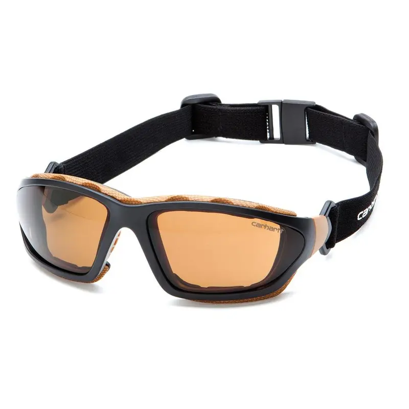 Carhartt Carthage Vented Foam Safety Eyewear – Sandstone Bronze Anti-Fog Lens, Black/Tan Frame