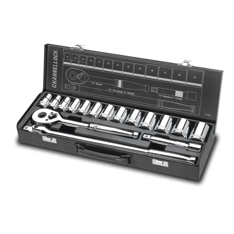 Channellock 32162 16-Piece 1/2-Inch Drive Metric Socket Set