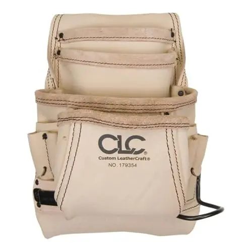 CLC 179354 Carpenter’s Nail & Tool Bag – Reversed Top-Grain Leather, 10-Pocket