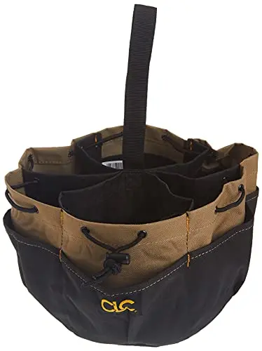 CLC Custom LeatherCraft 1148 Drawstring Bucket Bag – 18-Compartment Organized Storage (Black)