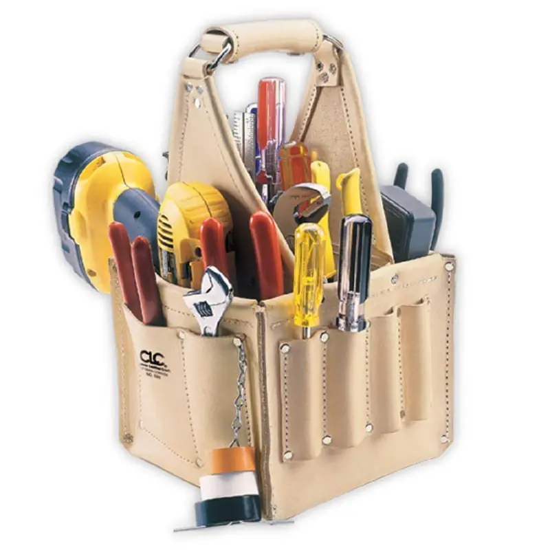 CLC Custom Leathercraft Electrician’s Tool Pouch – 17-Pocket Heavy-Duty Tan Organizer (526)