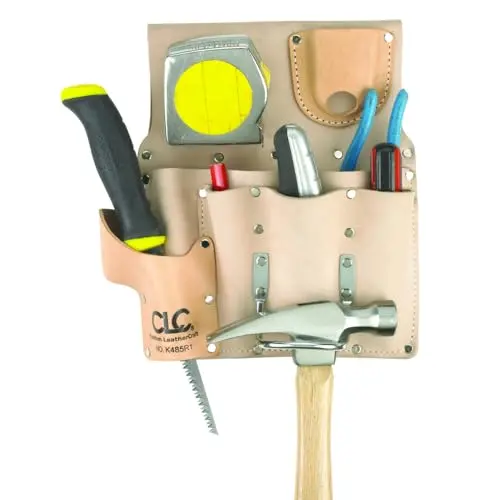 CLC DW-109 Drywaller’s Tool Pouch – Chrome-Tanned Leather, 7-Pocket, Small Size