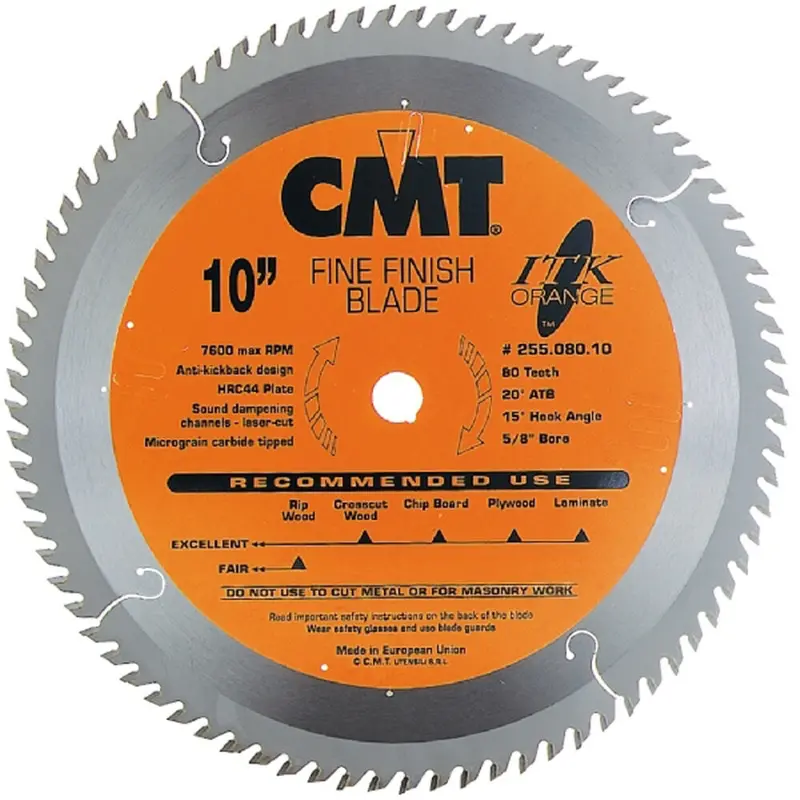 CMT 10-Inch ITK Fine Finish Circular Saw Blade – 80-Tooth, 5/8-Inch Arbor