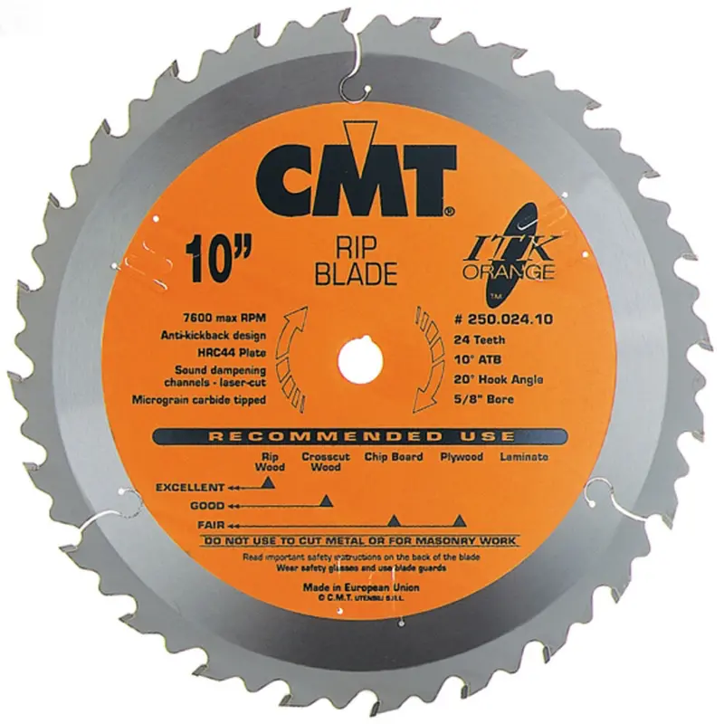 CMT 10-Inch ITK Rip Circular Saw Blade – 24-Tooth, 5/8-Inch Arbor