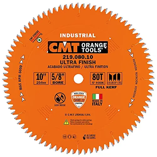 CMT 10-Inch × 80-Tooth × 5/8-Inch Sliding Compound Miter Saw Blade