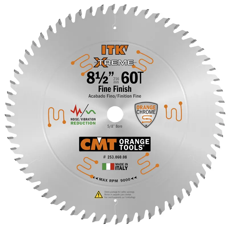 CMT 8-1/2-Inch ITK Finish Compound Miter Saw Blade – 60-Tooth, 5/8-Inch Arbor
