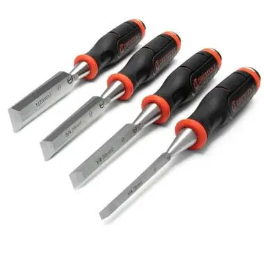 Crescent 4-Piece Wood Chisel Set – Forged Steel Blades, Comfort-Grip Handles