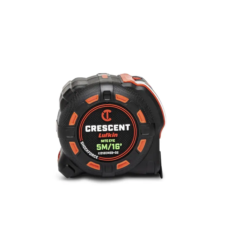 Crescent Lufkin SHOCKFORCE NITE EYE Tape Measure – 16 Ft / 5 m, Model L1316CMEB-02