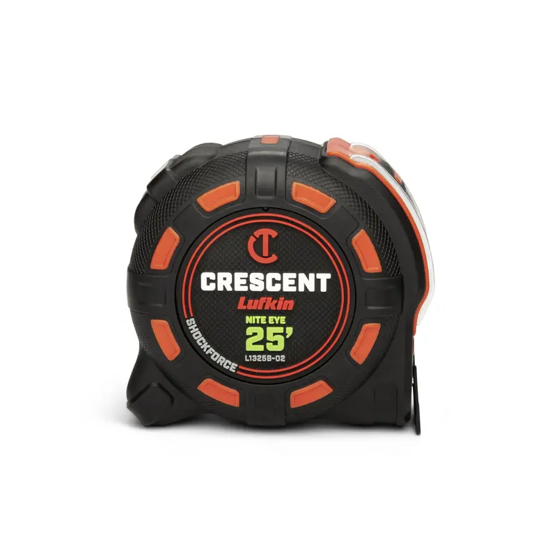 Crescent Lufkin SHOCKFORCE NITE EYE Tape Measure – 25-Foot SAE Retractable Measuring Tape with Glow-in-the-Dark Markings