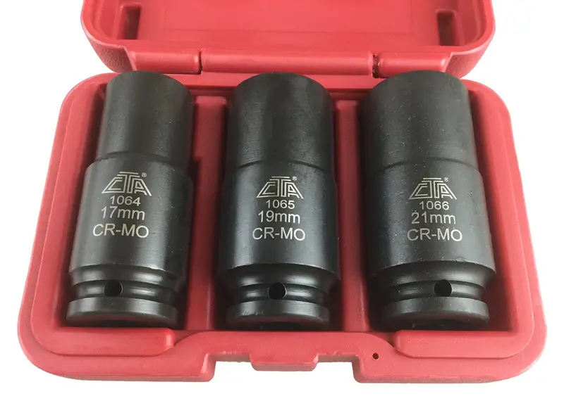 CTA Tools 1069 Multi-Sized Crank Bolt Socket Set – 17mm/19mm/21mm, 3-Piece Engine Service Kit