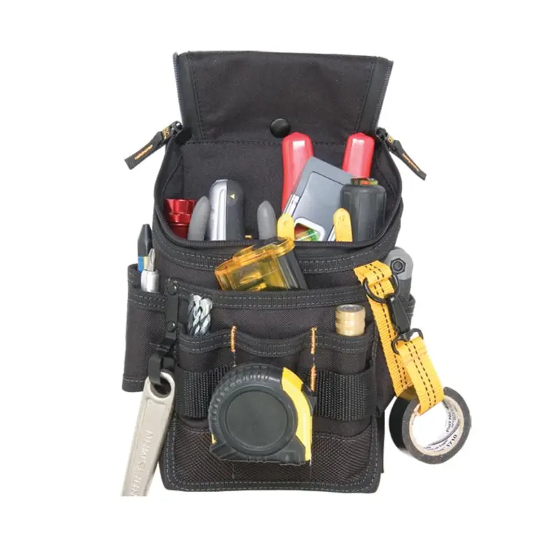 Custom Leathercraft 1524 Ziptop Utility Pouch – Medium-Sized Black Organizer with 11 Functional Compartments