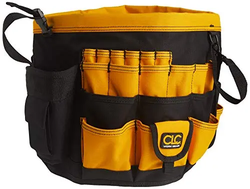 Custom Leathercraft 4122 Multi-Compartment Bucket Organizer – 61-Pocket, Black/Yellow