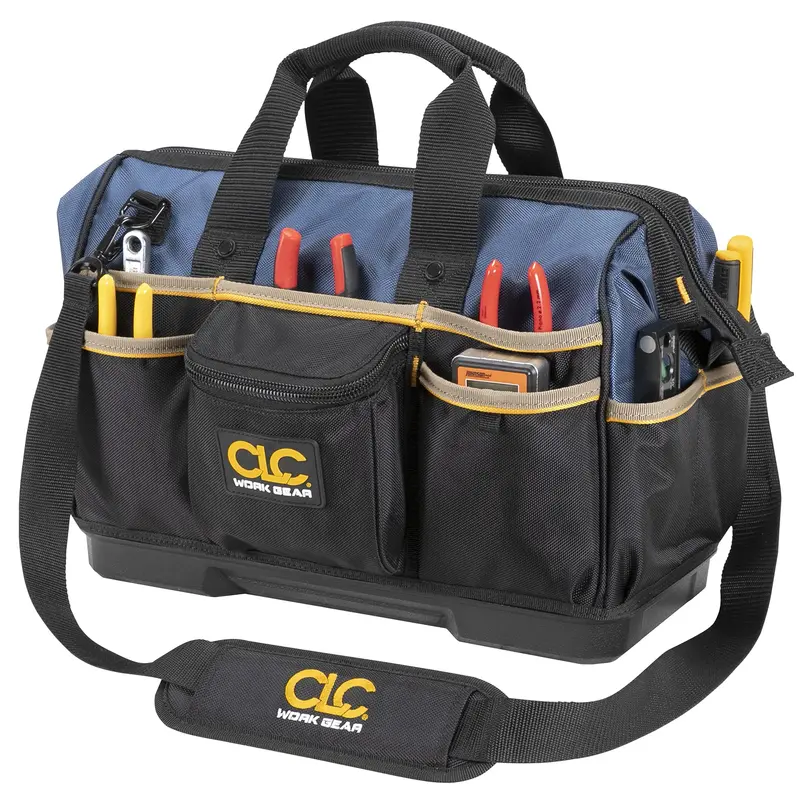Custom Leathercraft PB1563 BigMouth Tote – 16″ Molded-Base Heavy-Duty Tool Bag for On-the-Go Professionals