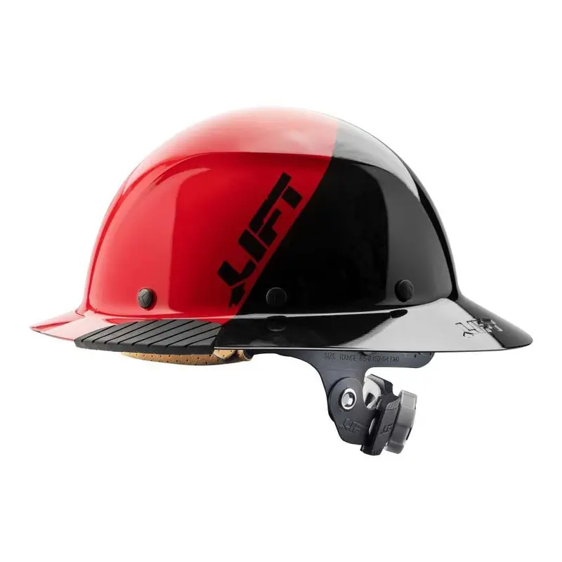 DAX Fiber Resin Full-Brim Hard Hat – 50/50 Gloss Red & Black Safety Helmet
