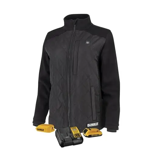 DEWALT DCHJ102BD1 Women’s Hybrid Heated Jacket – Lightweight, Wind-Resistant, Includes Battery Kit, Black, Size XS